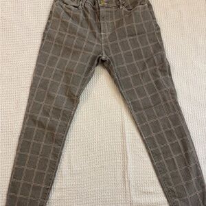 FRAME Plaid Cropped Ankle Pants Trousers Houndstooth - Gray - Size 29 Le Crop